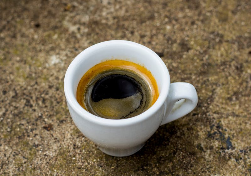 Double espresso in ceramic cup