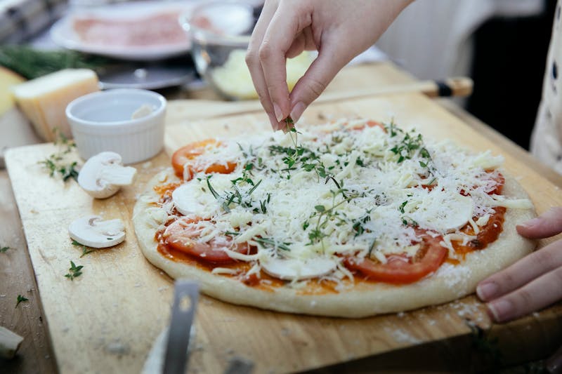 White pizza bianca with ricotta and fresh herbs